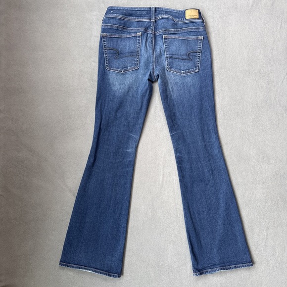 American Eagle Jeans Womens 8 Blue Kick Boot Mid Rise Super Stretch Medium Wash - Picture 2 of 13